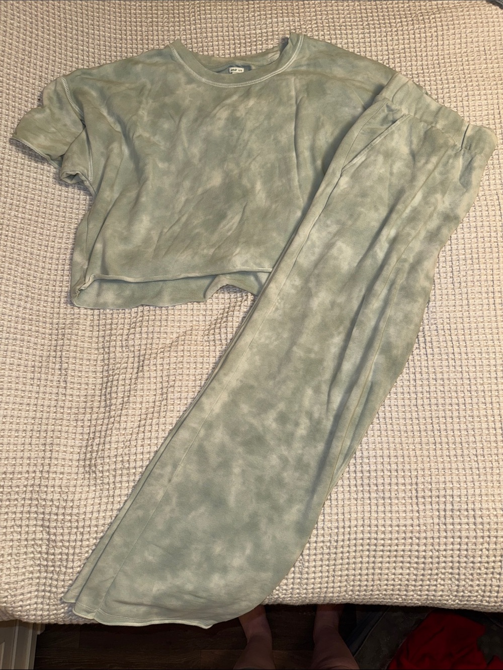 Aerie Tie-Dye Light Sage Two-Piece Loungewear Set